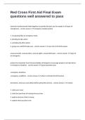 Red Cross First Aid Final Exam questions well answered to pass