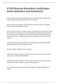 FTCE Physical Education Certification Exam Questions and Answers