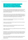MN Property & Casualty Insurance, MN Insurance Exam Property & Casualty and Complete Answers.