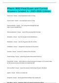 Pharm 3022 Final Exam and Correct Answers Graded A&plus; 2025-2026 Edition&period;