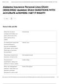 Alabama Insurance Personal Lines EXAM &lpar;2025&sol;2026&rpar; Updated&colon; EXAM QUESTIONS WITH ACCURATE ANSWERS &vert; GET IT RIGHT&excl;&excl;