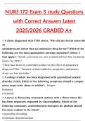 NURS 172 &ndash; Exam 3 Study Questions with Correct Answers &lpar;Latest 2025&sol;2026&comma; Graded A&plus;&rpar;