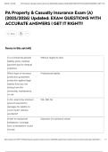 PA Property & Casualty Insurance Exam &lpar;A&rpar; &lpar;2025&sol;2026&rpar; Updated&colon; EXAM QUESTIONS WITH ACCURATE ANSWERS &vert; GET IT RIGHT&excl;&excl;