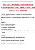 EMT Test 3 Reviewed Complete Multiple  Choices Questions with Correct Answers Latest  &lpar;2025&sol;2026&rpar; GRADED A&plus;