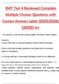 EMT Test 4 Reviewed Complete  Multiple Choices Questions with  Correct Answers Latest &lpar;2025&sol;2026&rpar;  GRADED A&plus;