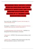 OKLAHOMA REAL ESTATE LATEST UPDATED 2025&sol;2026 TEST WITH  COMPLETE QUESTIONS AND SURE  VERIFIED SOLUTIONS 100&percnt;  GRADED AT A&plus; SCORE&excl;&excl; SURE GUARANTEED PASS&excl;&excl; 