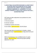 ILLINIOS PUBLIC ADJUSTER EXAM BANK&sol; ILLINIOS PUBLIC  ADJUSTER PRACTICE EXAM 2025 ACTUAL EXAM  QUESTIONS AND CORRECT DETAILED ANSWERS  &lpar;VERIFIED ANSWERS&rpar; ALL ANSWERED &lbrace;116 Q &A&rcub;  ALREADY GRADED A&plus;&sol; Illinios Public Adjuster Real Exam &vert;  GUARANTEED PASS 