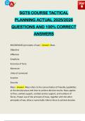 SGTS COURSE TACTICAL PLANNING ACTUAL 2025&sol;2026 QUESTIONS AND 100&percnt; CORRECT ANSWERS