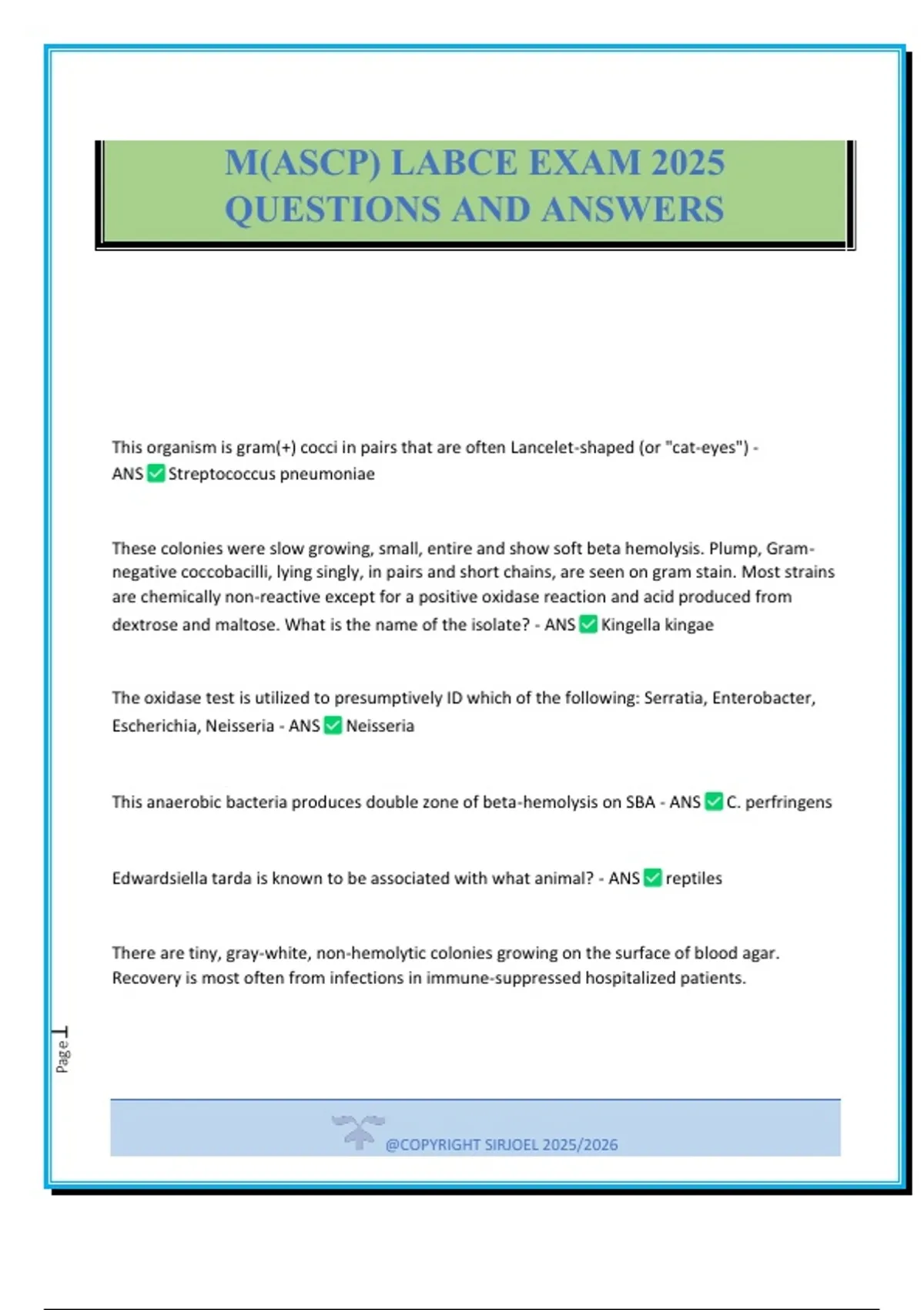 M(ASCP) LABCE EXAM 2025 QUESTIONS AND ANSWERS - ASCP - Stuvia US