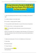Comprehensive Guide to NAB NHA Line of Service Exam &lpar;PA&rpar; 2022 with Verified Answers