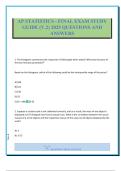 AP STATISTICS - FINAL EXAM STUDY GUIDE &lpar;V&period;2&rpar; 2025 QUESTIONS AND ANSWERS