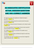 AG ASSOCIATES CERTIFICATION ACTUAL 2025&sol;2026 QUESTIONS AND 100&percnt; CORRECT ANSWERS