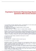 Psychiatric Technician Pharmacology Board Exam Review Questions With Correct Answers