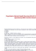 Psychiatric Mental Health Nursing NCLEX Questions &lpar;50 Questions&rpar; With Correct Ansers