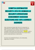 COMPTIA CERTMASTER SECURITY&plus; SY0-701 DOMAIN 4&period;0 SECURITY OPERATIONS ASSESSMENT 2025&sol;2026 QUESTIONS AND 100&percnt; CORRECT ANSWERS