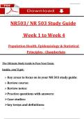NR503 &sol; NR 503 Study Guide &vert; Week 1 to Week 4 &vert; Population Health&comma; Epidemiology & Statistical Principles &ndash; Chamberlain University