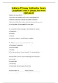 Indiana Primary Instructor Exam Questions with Correct Answers 2025&sol;2026