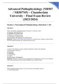 Advanced Pathophysiology &lpar;NR507 &sol; NR507NP&rpar; &ndash; Chamberlain University &ndash; Final Exam Review &lpar;2023&sol;2024&rpar;