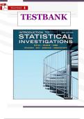 Introduction to Statistical Investigations &ndash; Test Bank &lpar;2nd Edition&comma; Beth L&period; Chance&rpar; &vert; Complete Questions with Answers