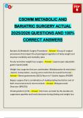 CSOWM METABOLIC AND BARIATRIC SURGERY ACTUAL 2025&sol;2026 QUESTIONS AND 100&percnt; CORRECT ANSWERS
