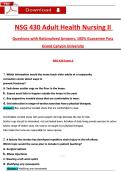 NSG 430 &ndash; Adult Health Nursing II &vert; Questions with Rationalized Answers &vert; Grand Canyon University &vert; 100&percnt; Guarantee Pass