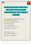 HCA204 PALLIATIVE CARE FINAL &ndash; WRITTEN ACTUAL 2025&sol;2026 QUESTIONS AND 100&percnt; CORRECT ANSWERS