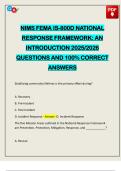 NIMS FEMA IS-800D NATIONAL RESPONSE FRAMEWORK&colon; AN INTRODUCTION 2025&sol;2026 QUESTIONS AND 100&percnt; CORRECT ANSWERS
