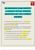 MN INSURANCE EXAM PROPERTY & CASUALTY ACTUAL 2025&sol;2026 QUESTIONS AND 100&percnt; CORRECT ANSWERS