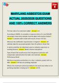 MARYLAND ASBESTOS EXAM ACTUAL 2025&sol;2026 QUESTIONS AND 100&percnt; CORRECT ANSWERS