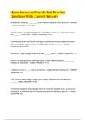 Home Inspector Florida Test Practice Questions With Correct Answers