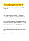 Family Medicine Shelf Exam Rapid Fire Exam Questions With Correct Answers