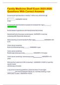 Family Medicine Shelf Exam 2025-2026 Questions With Correct Answers 