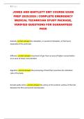 JONES AND BARTLETT EMT COURSE EXAM PREP 2025&sol;2026 &vert; COMPLETE EMERGENCY MEDICAL TECHNICIAN STUDY PACKAGE&comma; VERIFIED QUESTIONS FOR GUARANTEED PASS