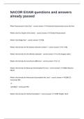 NACOR EXAM questions and answers already passed