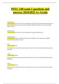 PSYC 140 Exam 1 &ndash; Questions and Answers 2024&sol;2025 &lpar;A&plus; Verified&rpar;