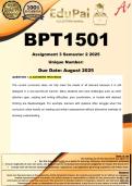 BPT1501 Assignment 3 &lpar;COMPLETE ANSWERS&rpar; Semester 2 2025 - DUE  August 2025