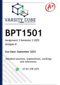 BPT1501 Assignment 3 &lpar;DETAILED ANSWERS&rpar; Semester 2 2025 - DISTINCTION GUARANTEED 