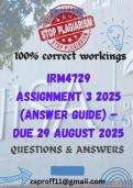 IRM4729 ASSIGNMENT 3 2025 (Answer Guide) – Due 29 August 2025