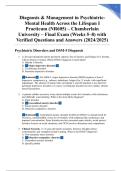 Diagnosis & Management in Psychiatric-Mental Health Across the Lifespan I Practicum &lpar;NR605&rpar; &ndash; Chamberlain University &ndash; Final Exam &lpar;Weeks 5&ndash;8&rpar; with Verified Questions and Answers &lpar;2024&sol;2025&rpar;