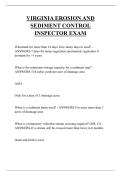VIRGINIA EROSION AND SEDIMENT CONTROL INSPECTOR EXAM QUESTIONS AND ANSWERS 2025