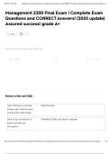 Management 3300 Final Exam &vert; Complete Exam Questions and CORRECT Answers&vert; &lpar;2025 update&rpar; Assured success&vert; grade A&plus;