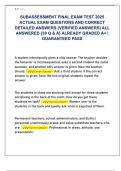 SUBASSESSMENT FINAL EXAM TEST 2025  ACTUAL EXAM QUESTIONS AND CORRECT  DETAILED ANSWERS &lpar;VERIFIED ANSWERS&rpar; ALL  ANSWERED &lbrace;30 Q & A&rcub; ALREADY GRADED A&plus; &vert;  GUARANTEED PASS 