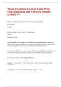 Texas Insurance License Exam Prep P&C Questions and Answers Already Graded A&plus;
