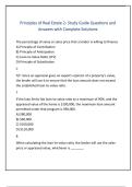 Principles of Real Estate 2- Study Guide Questions and Answers with Complete Solutions