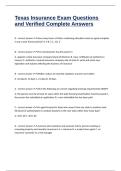 Texas Insurance Exam Questions and Verified Complete Answers