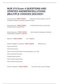 NUR 215 Exam 4 QUESTIONS AND VERIFIED ANSWERS&sol;SOLUTIONS &vert;MULTIPLE CHOICES &vert;SOLVED&excl;&excl;