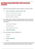 Six Sigma Exam 2025 With 100&percnt; Accurate Answers