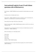 International Logistics Exam 1 Frank Adams questions with verified answers