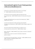 International Logistics Exam 1 Study questions with correct detailed answers