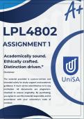 LPL4802 ASSIGNMENT 1 SEMESTER 2 2025 &ast;COMPLETE ANSWERS&ast; DUE DATE AUGUST 2025 &lpar;BEST ANSWERS FOR THIS ASSIGNMENT&rpar;